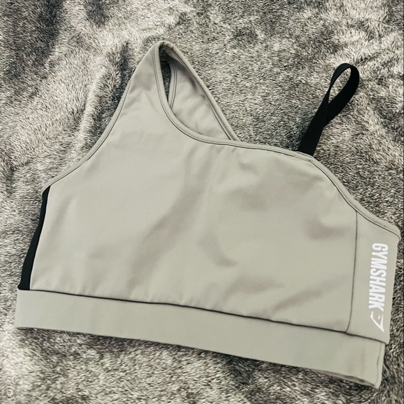 Gymshark Tops - Gymshark Asymmetrical Sports Bra Gray Black